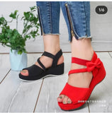 Velvet Slope With Fish-Billed Sandals Women's Bows Thick Bottom Beach Cool Slippers