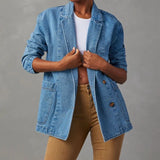 Women's Fashion Casual Wash Blue Cowboy Suit Jacket Women