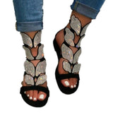 Bow Water Drill Flat-Soled Sandals Women 2025 Summer Hollow Roman