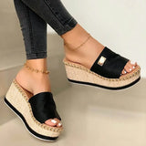 Women's Shoes Factory Price Sales High Heel Slope And Rubber One-Character Flattening Women Cool Tow And