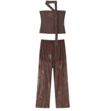 Women's Clothing INS Explosive Fashion Personality Beads Embroidered Bright Diamond Broad Leg