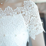 Casual Sexy Women Tops And Blouses Short Sleeve Hollow Out Fashion Elegant Blouses Women Ladies Lace Patchwork Blouse