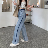 Zingj Straight Leg Jeans Women's 2023 New Summer Wide Leg Pants Design Sense Niche High Waist Floor