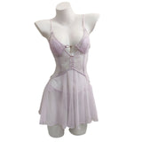 Romantic Sexy Pajamas Summer Women's 2025 New Lace-Thin Pure-Wanbic Wind With Chest Cushions With Sleeping
