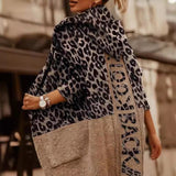 Loose Leopard-Print Letter Jahua Casual Hoodie Medium Long Women's Sweater Cardigan