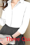 Shirts Women White Shirt Women Long Sleeve Shirts Blouse Satin Silk Blouse Ladies Tops 2023 Fashion Solid Woman