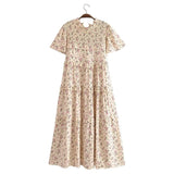 Women's New Cotton-Print T-Shirt With Loose Cake Dress