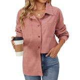 Zingj New Flip Pocket Collar Button Solid Color Patchwork Shirt Coat-Outfit