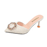 Women Wear Half-Slippers Women 2025 New French Fine And Bag Head Cool Drag Black