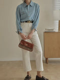 Vintage Cowboy Shirt Woman 2025 Spring New Temperament Slender Relaxed Casual Overlapping Long Sleeve