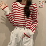 Women Spring Autumn Striped 3 Colors Simple All-match Fit Girl Cute Fashion Korean Style Leisure Comfortable