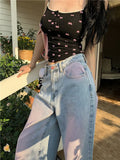 Zingj Red Gradient Color Design Sense Jeans Female Spring And Autumn New Style Loose Recreational Vertical Feeling High Waist Wide Leg
