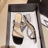 Wearing Cold Slippers Women's Summer Wear 2025 New Water Drill Fairy Crystal Coarse Sandals Net Red High