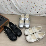 Zingj Vintage French Round Head Shallow Mouth Flat Single Shoes Women's 2024 New Summer Soft Sole Ballet Wind Mary Jane