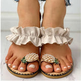 Large-Size Sandals Women 2025 Summer New Korean Version Of Fashion Wearing Flat-Bottomed Cold