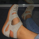 Summer Leather Vintage Sandals Buckle Casual Sewing Women Shoes Female Ladies Platform Retro Sandalias Plus
