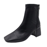 Boots Women 2025 New Female Boots Winter Head Behind The Zipper Short Boots Women's Thick And Middle Boots