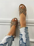 Leopard Cross-Edup Flat-Bottomed Slippers Women Wear Transparent PVC Light Beach Cool Drag