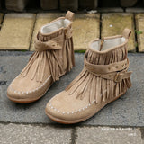 Women Double-Layer Tang Fus Women's Donka Shoes Flat Bean Shoes Autumn New Side Zipper Plus Velvet Women's