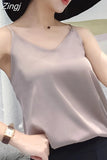 Summer Silk Camis V-Neck Basic Top Women Basic Tank Tops Woman Sleeveless Vest White Satin Corset Top Female Girls