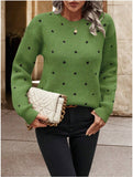 Women's Sweater Fashion Round-Neck Long-Sleeved Sweater Women's Wave Point Of The Knitted