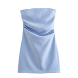 Girls Collared Braided Shoulder Dress Women's New Sexy High-Waisted Body-Suited Ass