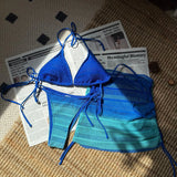 2025 New Gradient Mesh Three-Piece Beach Short Skirt Sexy