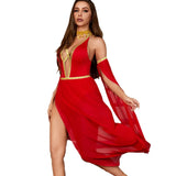 Zingj Halloween Medieval Cleopatra COS Lady Deep V Dew Emulsion Mesh Dress Uniform