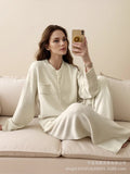 Loose Knitting Suit Women 2025 Autumn And Winter New Round-Neck Cardigan Sweater + Wide Leg