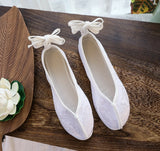 Zingj Shoes Round Head Woven Brocade Pure Color Jacquard Flat Shoes Spring And Summer Style Retro Ancient Style Cloth