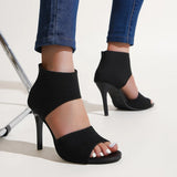 Fabric High Heel Fish Mouth Sandals Female Leopard Tip-Tip Exposed Sexy Large Fashion