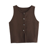Women's Clothing 2025 Autumn And Winter New Fashion Two-Color Flat Needle Short Vest