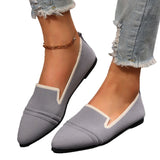 Summer New Pointed Single Shoes Women Low Help Fabric Shallow One-Legged Flat Heel Low-Heel Large Women's