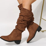 Winter New Folded Long Boots Women's Large Size High-Clinity Martin Boots Coarse And Piles Of