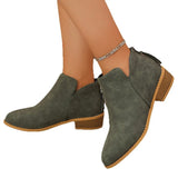 Head After The Zippered Martin Boots Large Size Leather Boots Solid Color Thin And Thick Leather And Ankle