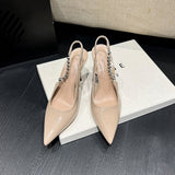 Heels 2025 Spring New Sexy Night Club Pointed Women's Single Shoes With Shallow Mouth Water Drill Bag Head