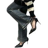 Women 2025 Summer New Black Pointed Side Empty T Words With Sexy Fine And Shallow Sandals
