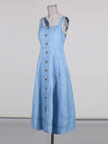 Temperament Dress 2025 Autumn And Winter New Single-Dlong Denim Pocket Slim Thin Sling Dress