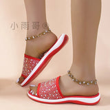 Water Drill Flying Weave Breathable Slippers Female Word Fish Mouth Toe Cool Slippers