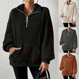 Products 2025 Leisure Autumn And Winter Hair Wool Zip Chain Lady Standing Collar Pocket Wear Women's