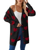 New Valentine's Day Love Knitted Cardigan V-Neck Button Long Coat Sweater