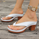 And Cool Slippers Women 2025 Summer New Large-Size Clip Feet Thick High Heel Fashion Cold