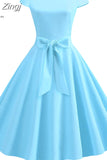 Women Summer Vintage Dress With Belt Short Sleeve V neck Elegant Retro Robe Rockabilly Swing Pinup Party Office Dresses