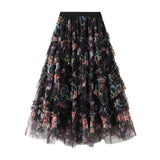 Splicing Color Flower Mesh Dress Dress Girl 2025 Spring Court Style Temperament Cake Skirt
