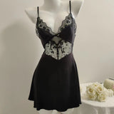 And Summer Sexy Pajamas Women Ice Silk Spliced Lace Sling With Chest Cushions Pyjamas Pure Spring And
