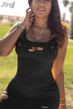 Out Holes 2023 Sexy Women Summer Dress Tie Dyeing Print Bodycon Mini Dress Beach Clubwear Sleeveless Short Pencil
