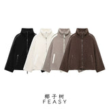 Explosive Women's Fashion Loose Collar Double Zipper Open