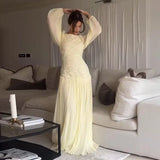 Women's Clothing Explosion Long-Sleeved Net Folded