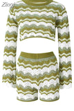Women Y2k Knit Two Piece Set Cutout Long Sleeve Crop Top Bodycon Mini Skirt Outfits Casual Party Club Streetwear