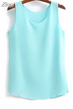 Korean Fashion Blouses Women White O-Neck Sleeveless Chiffon Vest Woman Tops Female Shirts 3XL Basic Solid Women